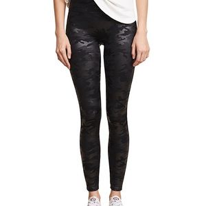 Spanx Black Faux Leather Camo Leggings small new
